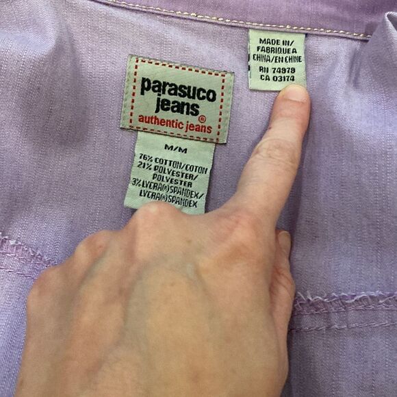 Parasuco Jeans Violet Lavender Purple Denim Jacket Vintage size medium M - Picture 5 of 10